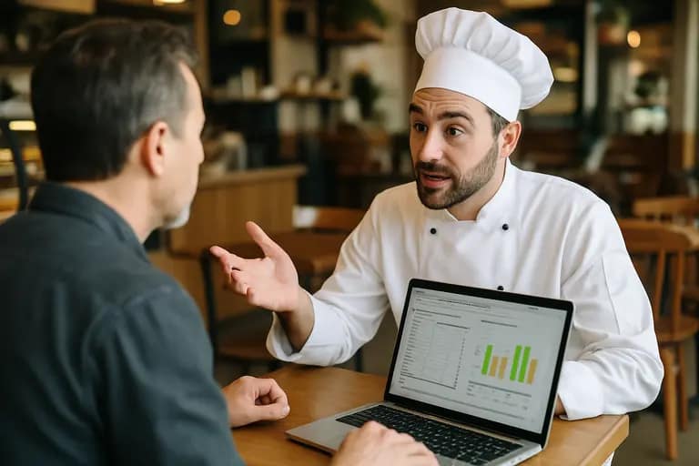 Chef writing a weekly meal plan beside fresh produce