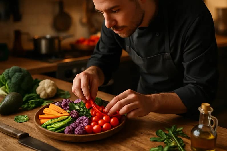 Personal Chef Costs quote with groceries, service fee, and booking notes on a kitchen counter