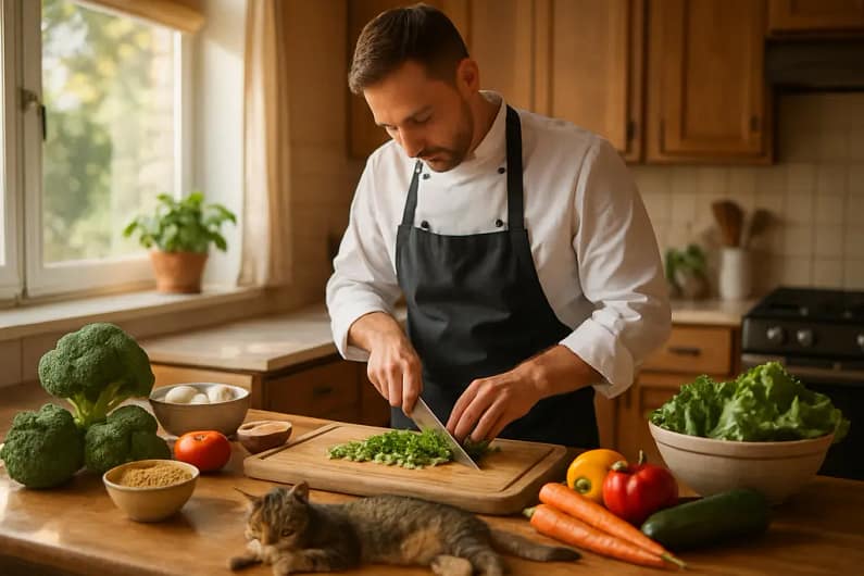 Personal chef value shown through a planned menu, grocery notes, and plated dinner prep