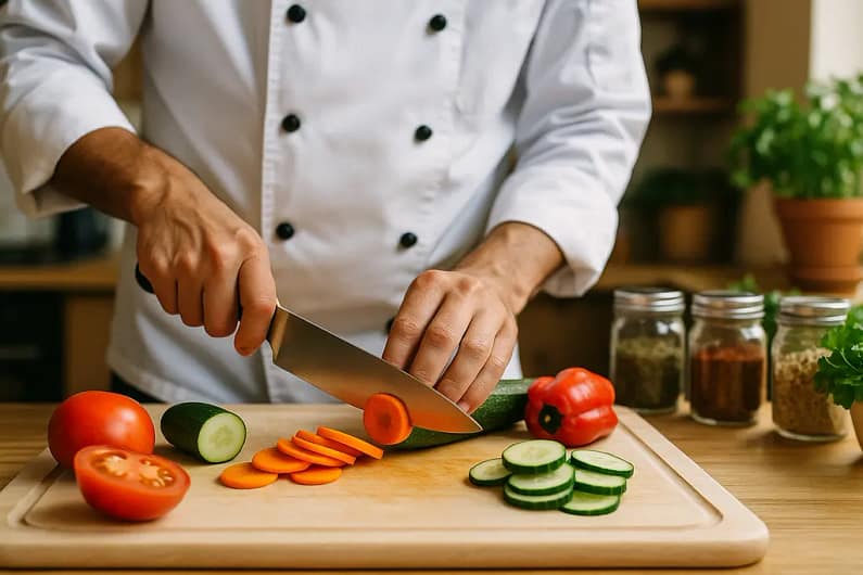 Weekly Personal Chef preparing labeled meals in a home kitchen