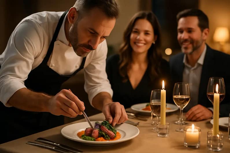 personal chef Atlanta preparing plated dishes in a home kitchen